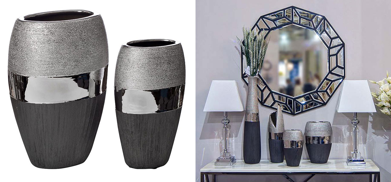 Ваза Maelis black and silver - фото