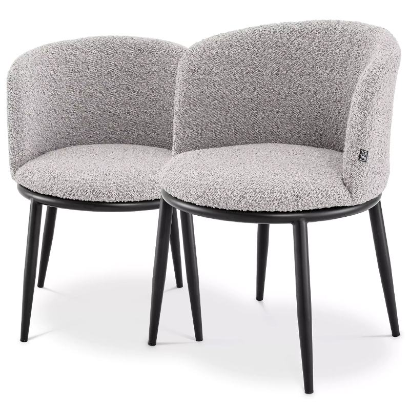 Комплект из двух стульев Eichholtz Dining Chair Filmore Set of 2 Boucle Grey Серый Черный Комплект из двух стульев Eichholtz Dining Chair Filmore Set of 2 Boucle Grey Серый Черный в Красноярске | Loft Concept