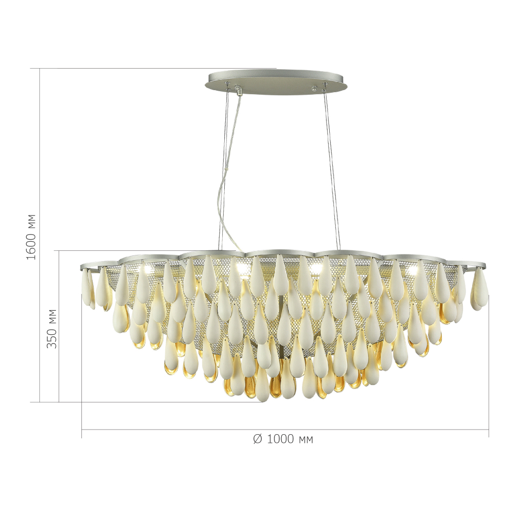 Люстра с подвесками в форме капель на серебристом каркасе Raindrop в Красноярске