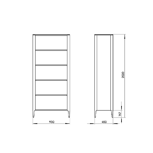 Стеллаж прямой темно-серый с открытыми полками Type  в Красноярске