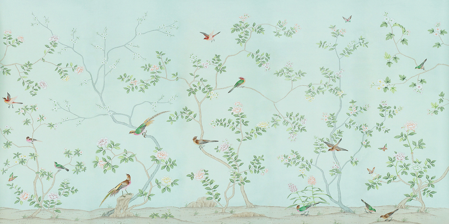 Обои ручная роспись Badminton Ice Blue - фото