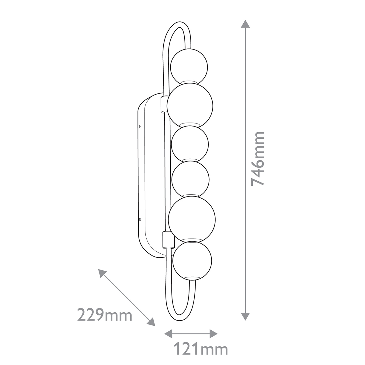Бра цвета латунь с 6-ю рифлеными плафонами шаровидной формы Alora в Красноярске