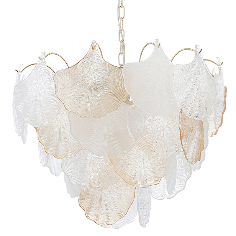 Люстра с рельефными стеклянными элементами в форме листьев Textured Glass Chandelier Золотой Прозрачный Белый Янтарный Люстра с рельефными стеклянными элементами в форме листьев Textured Glass Chandelier Золотой Прозрачный Белый Янтарный в Красноярске | Loft Concept