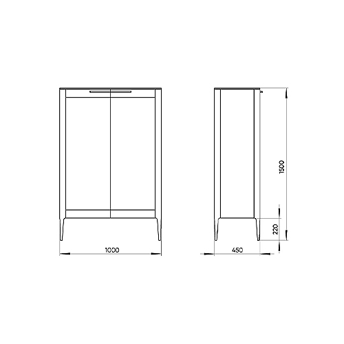 Витрина темно-серая с 2-мя стеклянными дверцами и 3-мя полками Type  в Красноярске