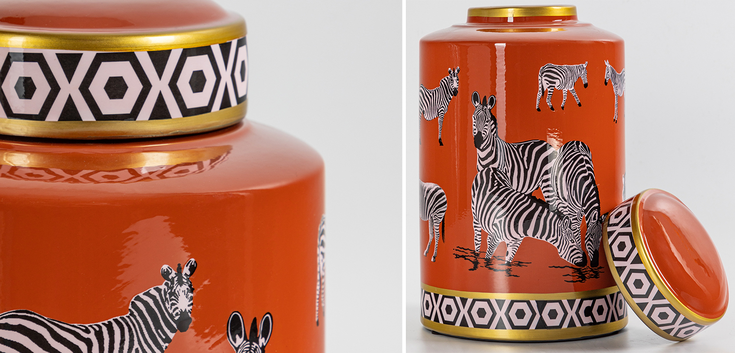 Ваза с крышкой Zebra Orange Vase - фото