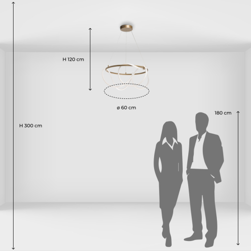 Люстра подвесная круглая золотого цвета с белыми изогнутыми световыми линиями Luke Lampco Tracer Lamp в Красноярске