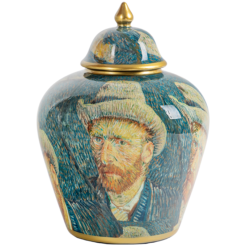 Ваза с крышкой Vincent Van Gogh Vase Изумрудный Золотой Бежевый Мульти Ваза с крышкой Vincent Van Gogh Vase Изумрудный Золотой Бежевый Мульти в Красноярске | Loft Concept