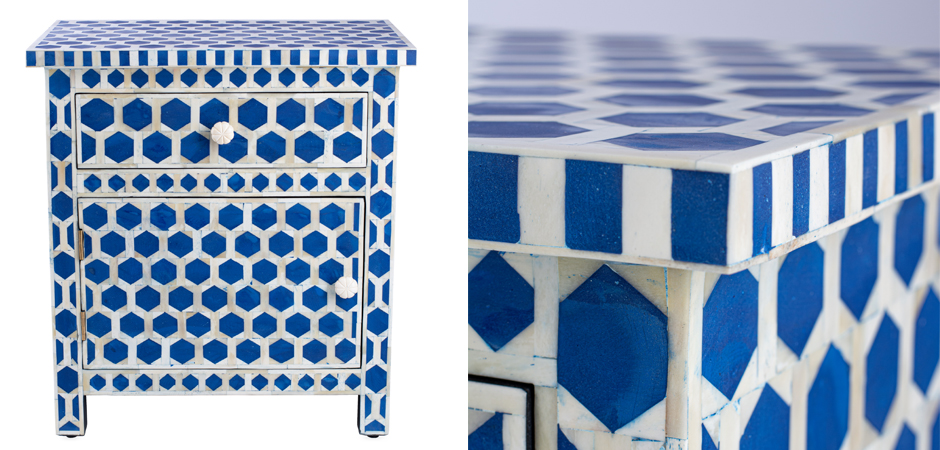 Тумба Midnight Blue Hexagon inlay cupboard 2 Drawer Тумба Midnight Blue Hexagon inlay cupboard 2 Drawer - Loft-Concept в Красноярске