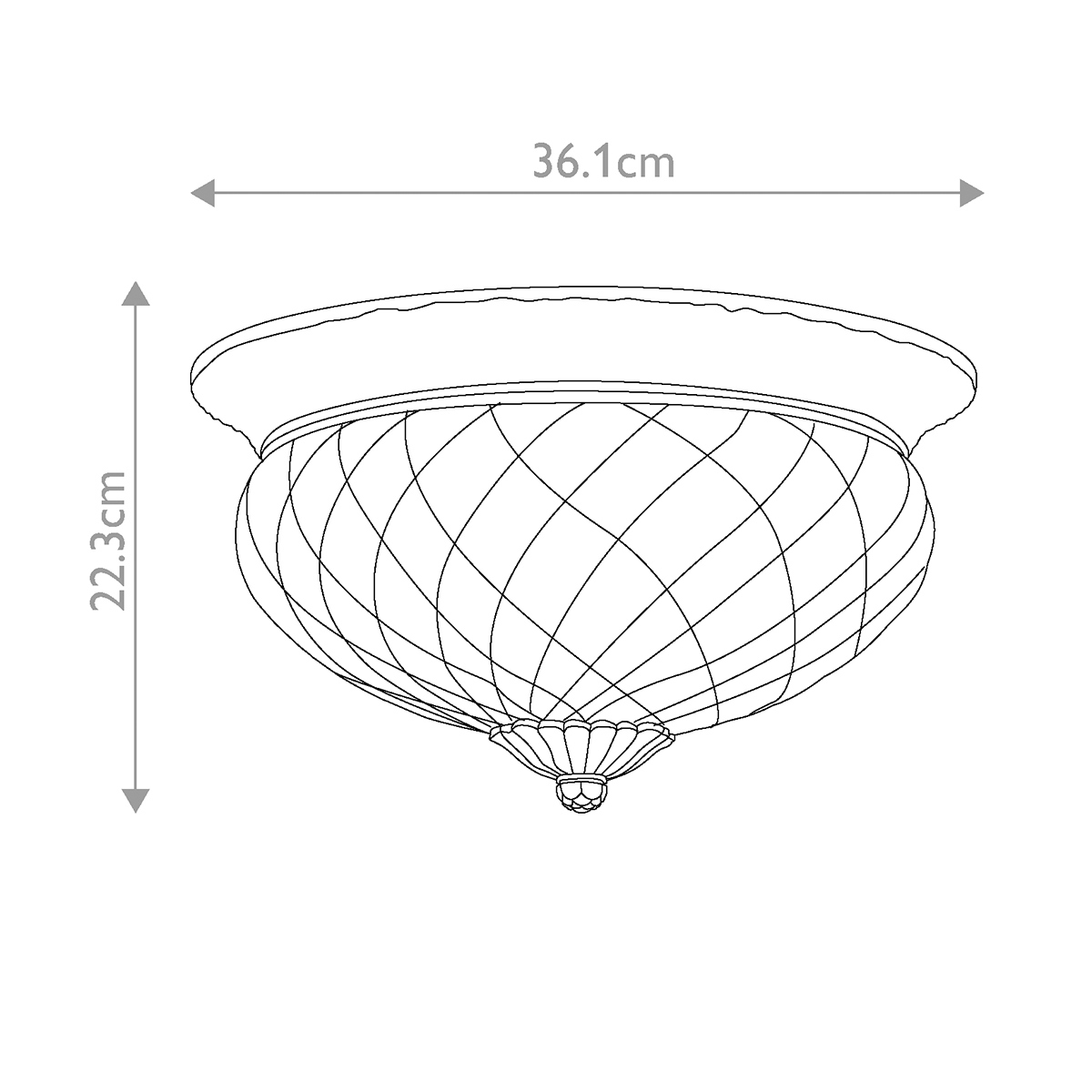 Потолочный светильник цвета латунь с прозрачным рифленым плафоном в форме чаши Hinkley в Красноярске