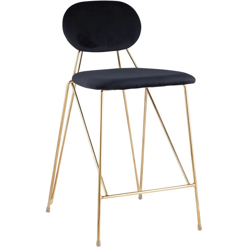 Полубарный Стул Alice Chair Черный Велюр Черный Золотой Полубарный Стул Alice Chair Черный Велюр Черный Золотой в Красноярске | Loft Concept