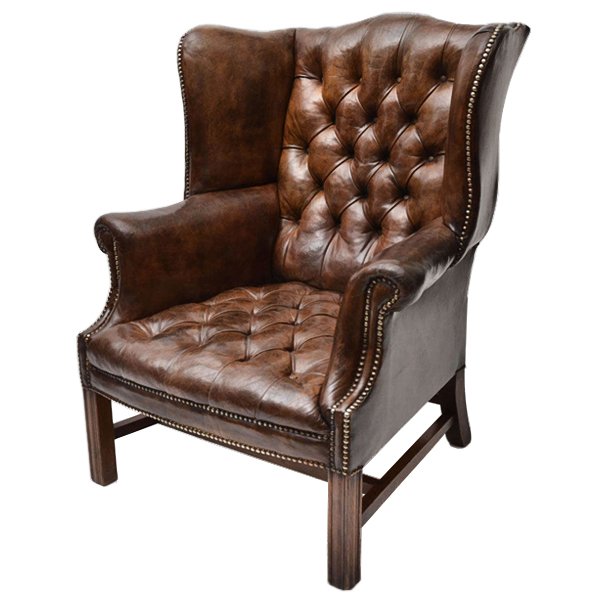 Кресло Vintage Leather chesterfield High Back Wing Chair Коричневый винтаж Кресло Vintage Leather chesterfield High Back Wing Chair Коричневый винтаж в Красноярске | Loft Concept