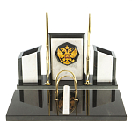 Настольный письменный набор из мрамора и змеевика с гербом России Marble Accessory варинант исполнения - 1 | Loft Concept в Красноярске