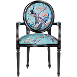 Полукресло из массива бука бирюзовое с изображением птиц и цветов Turquoise Chinoiserie Garden Chair варинант исполнения - 1 | Loft Concept в Красноярске