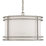 Подвесной светильник в виде барабана с тканевым абажуром и металлическим каркасом Warm Glow варинант исполнения - 3 | Loft Concept в Красноярске