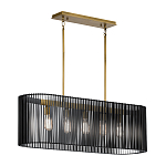 Люстра подвесная овальной формы с металлическим решетчатым абажуром матово-черного цвета и 5 лампами Kichler варинант исполнения - 2 | Loft Concept в Красноярске