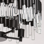 Люстра круглая из матового черного металла с подвесками из прозрачных стеклянных трубок Noir Tubes варинант исполнения - 5 | Loft Concept в Красноярске