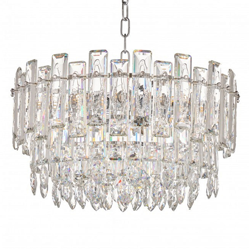 Круглая люстра с хрустальными подвесками на серебряном каркасе Gorgeous Crystal Light Хром Прозрачный Круглая люстра с хрустальными подвесками на серебряном каркасе Gorgeous Crystal Light Хром Прозрачный в Красноярске | Loft Concept