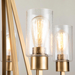 Люстра цвета латунь с 5-ю цилиндрическими плафонами из прозрачного пузырчатого стекла Kichler варинант исполнения - 4 | Loft Concept в Красноярске