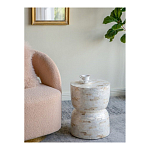 Приставной столик с мозаичным рисунком из раковин устриц Bone Inlay варинант исполнения - 6 | Loft Concept в Красноярске