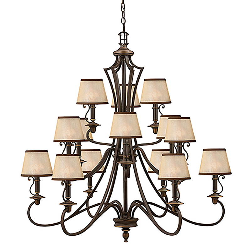 Люстра бронзового цвета с бежевыми абажурами из органзы в классическом стиле Hinkley Бронза Бежевый в Красноярске | Loft Concept 