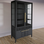 Витрина Primo со стеклянными фасадами и буфетом шпон Черный дуб варинант исполнения - 3 | Loft Concept в Красноярске