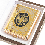 Портсигар на 20 сигарет с гравировкой Герба России в подарочной коробке Metal Cigarettes Cases варинант исполнения - 4 | Loft Concept в Красноярске