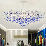 Люстра овальная с синими стеклянными подвесками в форме капель FAIRYTREE Light варинант исполнения - 4 | Loft Concept в Красноярске