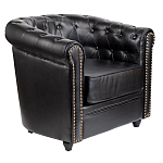 Кресло кожаное с мягкими подлокотниками на 4-х деревянных ножках Logan Leather Armchair black варинант исполнения - 1 | Loft Concept в Красноярске