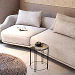 Стол журнальный круглый со столешницей из стекла Gold and Black Marble варинант исполнения - 5 | Loft Concept в Красноярске