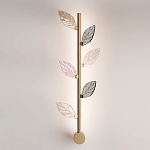 Бра с золотистой вертикальной трубкой и декоративными прозрачными листьями из стекла Sylva  варинант исполнения - 2 | Loft Concept в Красноярске