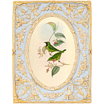 Декоративный постер с изображением птиц в раме с рельефным растительным узором Blooming Birds Poster варинант исполнения - 9 | Loft Concept в Красноярске