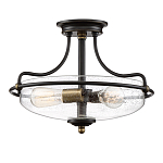 Потолочный светильник со стеклянным плафоном на изогнутых кронштейнах Quoizel  варинант исполнения - 15 | Loft Concept в Красноярске