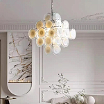 Люстра  с каскадом из круглых декоративных элементов  White Clear Glass Chandelier варинант исполнения - 3 | Loft Concept в Красноярске