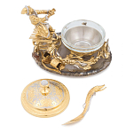 Икорница с декором "Емеля" с гравировкой на подставке из натурального камня Агат Decorative Cavair Dishes варинант исполнения - 2 | Loft Concept в Красноярске