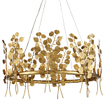 Люстра круглая золотая с декором в виде веток эвкалипта Eucalyptus Branches варинант исполнения - 1 | Loft Concept в Красноярске