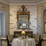 Обои ручная роспись Fishes Blue Pearl on Tarnished Silver gilded silk with pearlescent antiquing варинант исполнения - 6 | Loft Concept в Красноярске