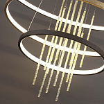 Люстра подвесная с 3-мя круглыми подвесами в черном и золотистом цвете и вертикальными подвесками Ring Horizontal варинант исполнения - 3 | Loft Concept в Красноярске