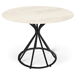 Стол обеденный с круглой керамической столешницей песчаного цвета Sand Ceramics варинант исполнения - 1 | Loft Concept в Красноярске