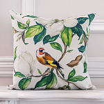 Декоративная подушка бежевая с изображением птица в саду Blooming Birds варинант исполнения - 2 | Loft Concept в Красноярске