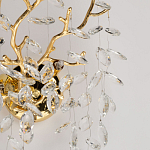 Бра золотого цвета с декоративными ветвями и прозрачными подвесками в форме листьев Droplet Chandelier варинант исполнения - 6 | Loft Concept в Красноярске