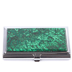 Визитница карманная металлическая с накладкой из натурального камня Малахит Stone Business Card Holders  варинант исполнения - 1 | Loft Concept в Красноярске