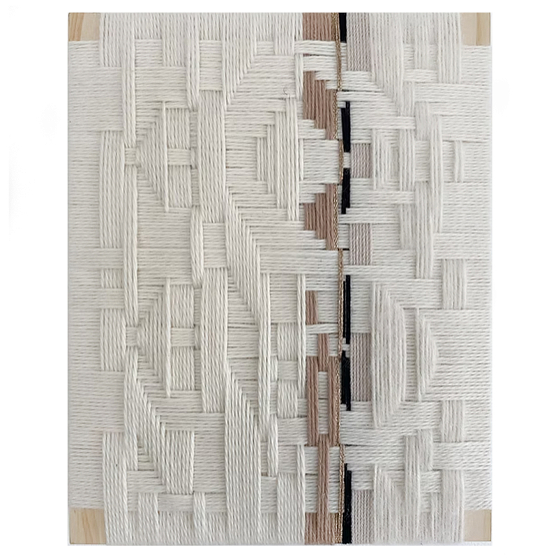 Текстильное панно ручной работы из хлопкового шнура wall panel line beige Коричневый Молочный в Красноярске | Loft Concept 
