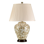 Настольная лампа с фарфоровым основанием бежевого цвета с рисунком и плиссированным абажуром на темной подставке Elstead Lighting варинант исполнения - 6 | Loft Concept в Красноярске