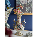 Ваза белого цвета из фарфора с цветочным рисунком и бронзовыми ручками с фигурками птиц Eden Garden porcelain and bronze варинант исполнения - 2 | Loft Concept в Красноярске