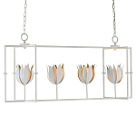 Люстра белая прямоугольная с абажурами в виде цветков тюльпана White Tulips варинант исполнения - 2 | Loft Concept в Красноярске