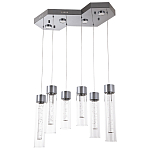 Люстра c 6-ю стеклянными плафонами хром Sparkling Bubbles Tube Chrome Hanging Lamp варинант исполнения - 1 | Loft Concept в Красноярске