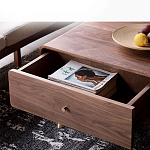 Кофейный стол из дерева с ящиком и нишей для хранения Coffee Walnut Table варинант исполнения - 7 | Loft Concept в Красноярске