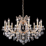 Люстра подвесная с 12-ю лампочками и прозрачными хрустальными подвесками на основании золотого цвета Crystal lamps варинант исполнения - 1 | Loft Concept в Красноярске