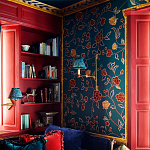 Обои с вышивкой ручной работы Flora Rio colourway on Liso Pine wool sateen варинант исполнения - 1 | Loft Concept в Красноярске