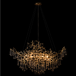 Подвесная люстра в виде ветвей деревьев золотого цвета с прозрачными подвесками-каплями 10 и 14 ламп Droplet Chandelier варинант исполнения - 2 | Loft Concept в Красноярске